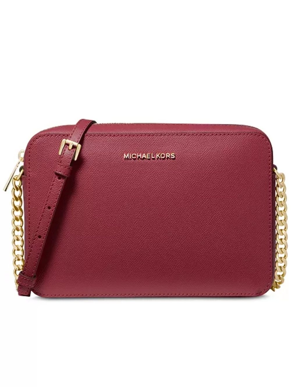 Michael Kors Jet Set Leather Crossbody with Gold Chain